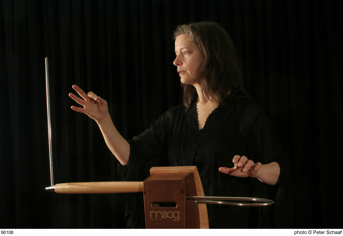 Elizabeth Brown performing on theremin